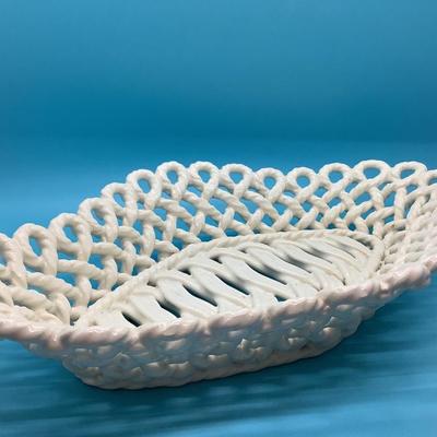 Art Deco glass bowl & woven bread basket