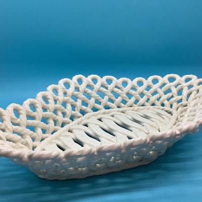 Art Deco glass bowl & woven bread basket