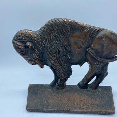 Antique Western Americana Cast Iron Buffalo Bison Bookends