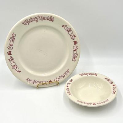 INTERPACE ~ Shenango ~ Mickey Mantles Country Cookinâ€™ Plate & Bowl