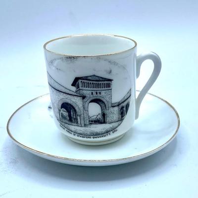 Rare STANFORD UNIVERSITY Antique German  Porcelain Demitasse  Cup and Saucer of  of East Arch Entry