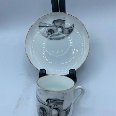 Rare STANFORD UNIVERSITY Antique German  Porcelain Demitasse  Cup and Saucer of  of East Arch Entry