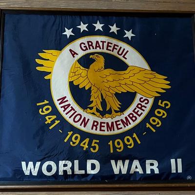 World War II ~ Authentic Commemorate Flag ~ Framed