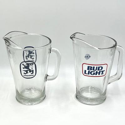Six (6) Assorted Glass Beer Pitchers