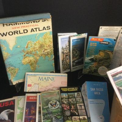6392 Lot of Vintage Maps and Atlas.
