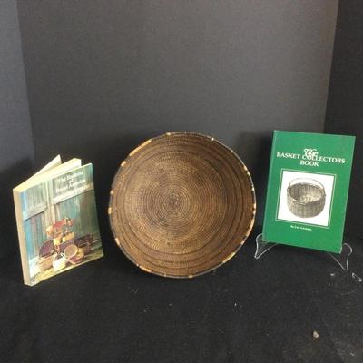 6397 Antique Basket with Two Books on Collecting Baskets