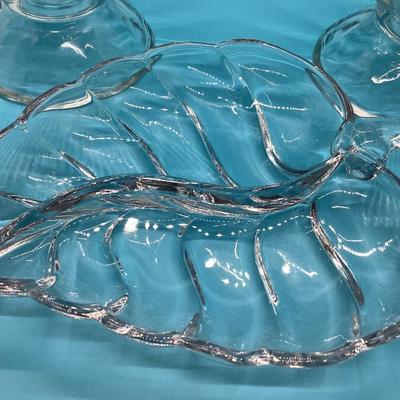 Leaf glass dish & 2 candy/nut dishes