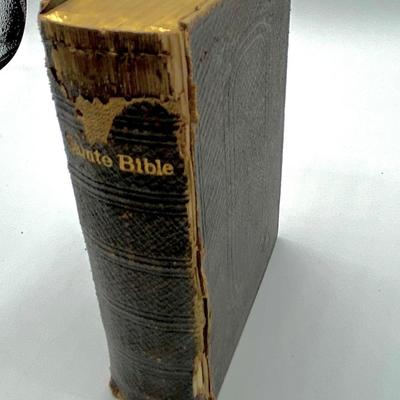 Antique French 1876 Bible SANTE BIBLE Inscribed John A. Squire