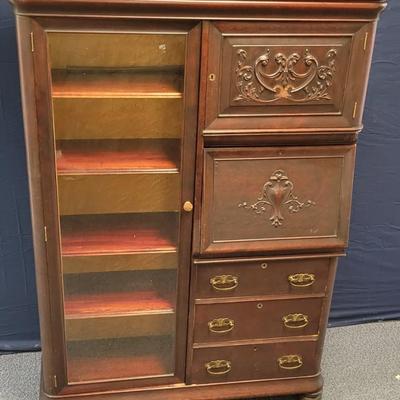 Victorian Side By Side Secretary Desk and Bookcase