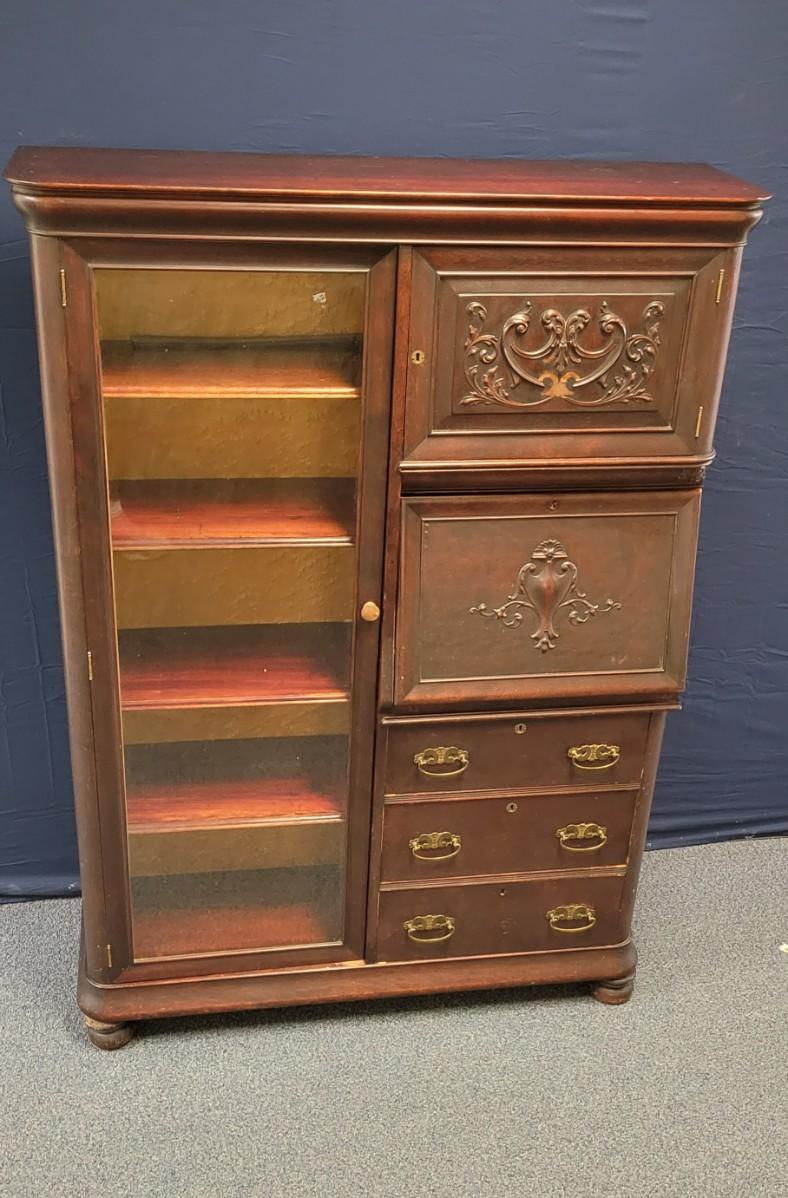 Victorian Side By Side Secretary Desk and Bookcase