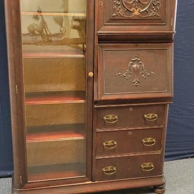 Victorian Side By Side Secretary Desk and Bookcase