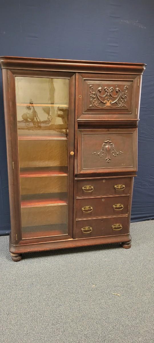 Victorian Side By Side Secretary Desk and Bookcase
