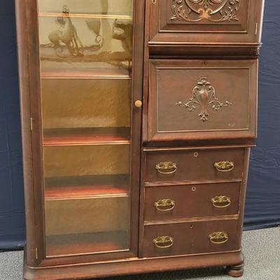 Victorian Side By Side Secretary Desk and Bookcase