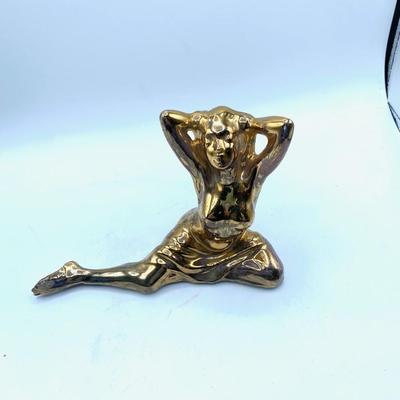 Gold Finished Figural Sculpture of Seductive Woman