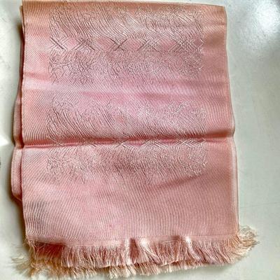 Vintage 1940s Pink French Scarf found in Box Tagged Rhodia  Acetate France
