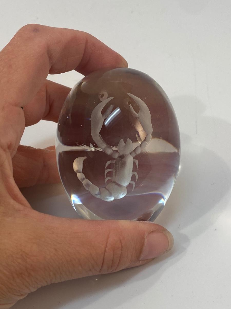 Scorpion Etched Glass Egg Orb