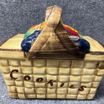 Ceramic Picnic Basket Cookie Jar