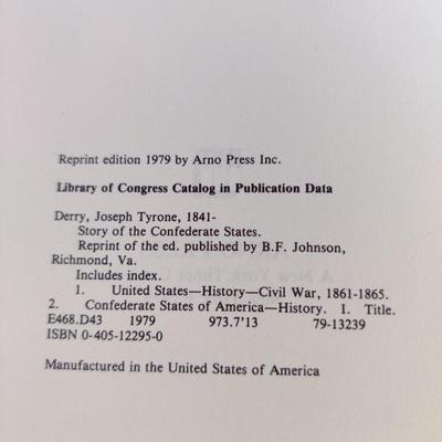 1979 "STORY OF THE CONFEDERATE STATES" BY JOSEPH TYRONE DERRY HARDBACK BOOK