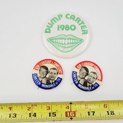 VINTAGE CARTER - MONDALE POLITICAL BUTTONS - PINS
