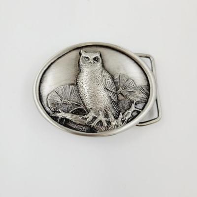 SISKIYOU BUCKLE CO OWL PEWTER BELT BUCKLE
