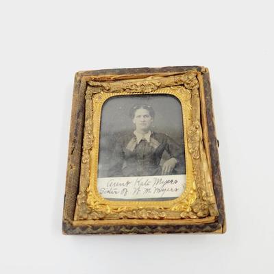 1800S TIN TYPE OLD PHOTO IN ORIGINAL FRAME