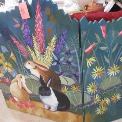 Hand painted Bunny Wooden Screen