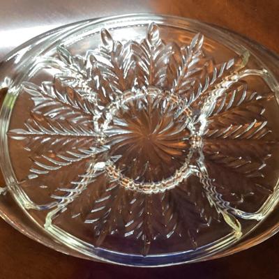 Clear glass divided tray with handles
