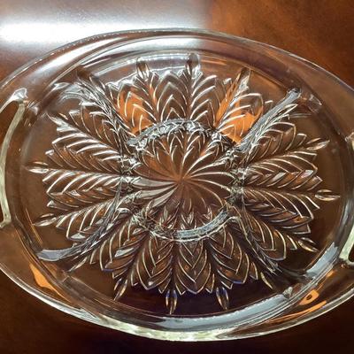 Clear glass divided tray with handles