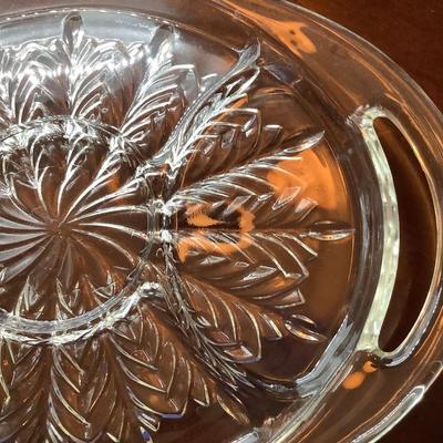 Clear glass divided tray with handles