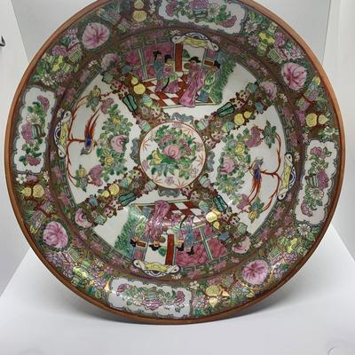 Large Asian bowl on attached stand