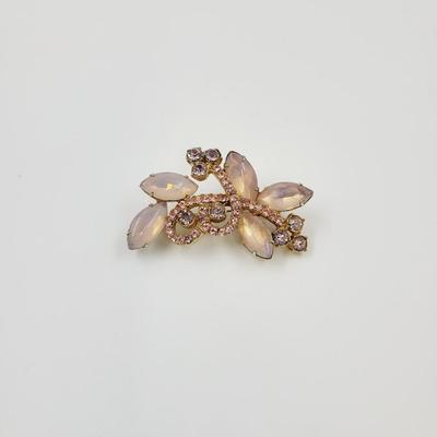 VINTAGE BEAUTIFUL PINK & GOLD TONED BROOCH - PICS DO NOT DO THIS PIECE JUSTICE
