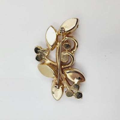 VINTAGE BEAUTIFUL PINK & GOLD TONED BROOCH - PICS DO NOT DO THIS PIECE JUSTICE