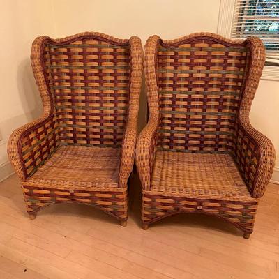 Pair of Handmade Woven Wicker Chairs (MB-MG)