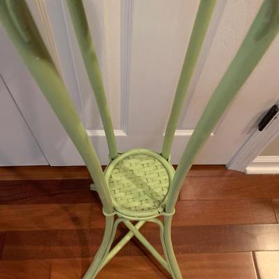 Pastel green rattan wicker plant stand