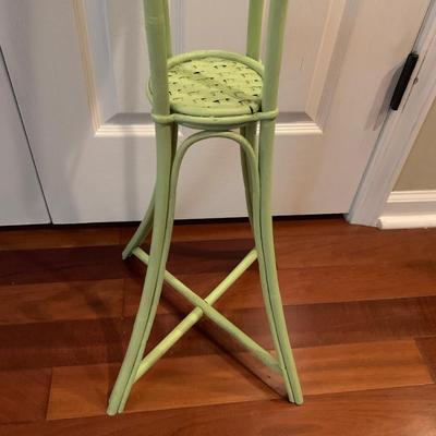 Pastel green rattan wicker plant stand