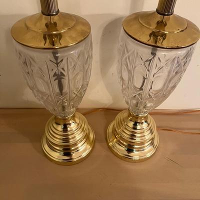 Pair of Glass & Brass Lamps (MB-MG)