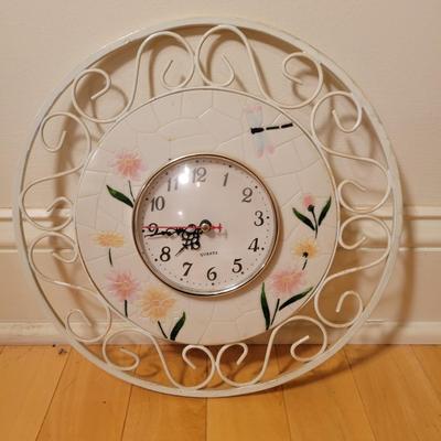 Framed Doilie and Metal Wall Clock (BR2-DW)