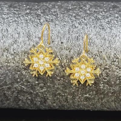 BEAUTIFUL TONED SNOWFLAKE METAL EARRINGS