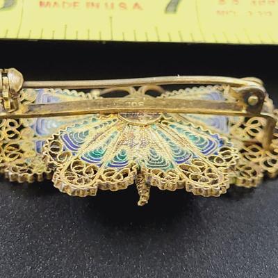 1960S BUTTERFLY 8P0 SILVER GOLD WASH BROOCH