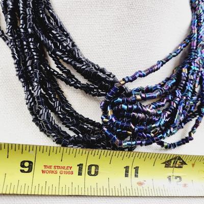 VINTAGE BOHEMIAN CZECH GLASS 2 TONED BEADED NECKLACE