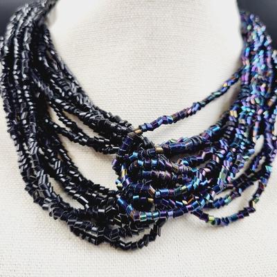 VINTAGE BOHEMIAN CZECH GLASS 2 TONED BEADED NECKLACE