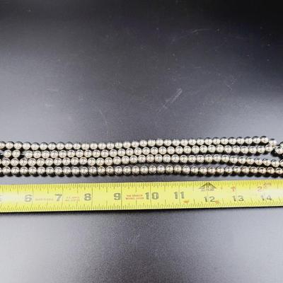 BEAUTIFUL CHAIN UNDERLAY SILVER METAL BEADED NECKLACE