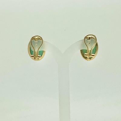 #8266 14K Yellow Gold Jade Earrings
