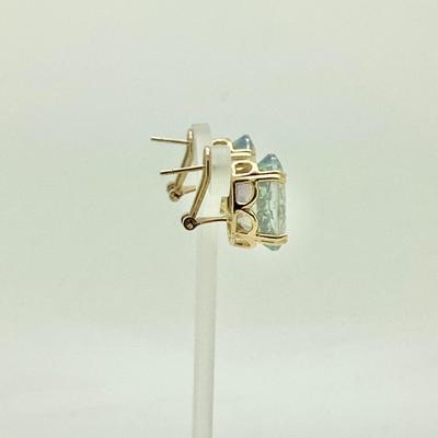 #8271 14K Yellow Gold Large Oval Mystic Topaz Earrings