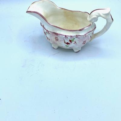 Striking Pink Lusterware Cup, Saucers, and Creamer