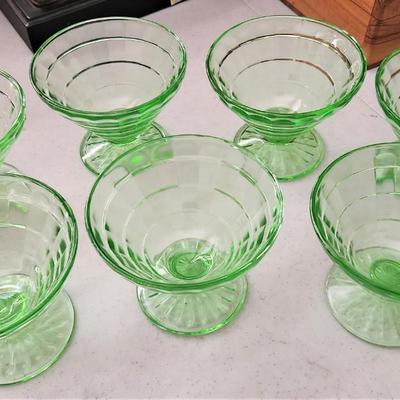 Lot #53  Lot of 7 vintage Vaseline Glass Sherbets