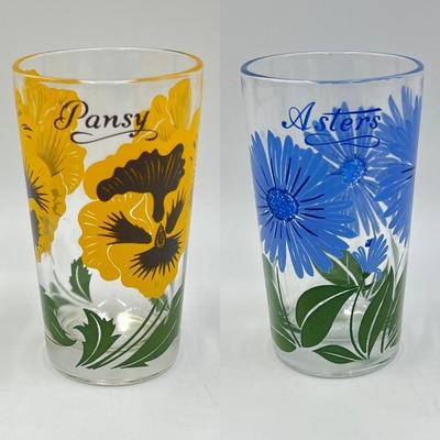 BOSCUL ~ Set Of Nine (9) Floral  ~ PEANUT BUTTER GLASSES