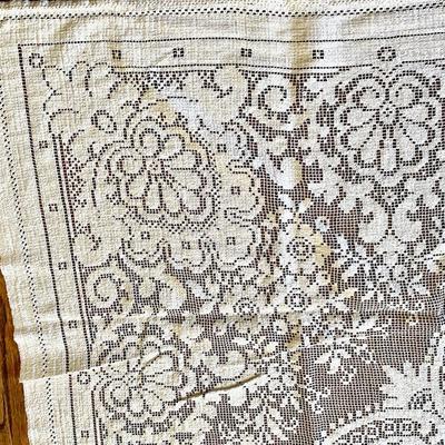 Impressive Antique Lace Table Cloth from the Squire Mansion, San Fransisco