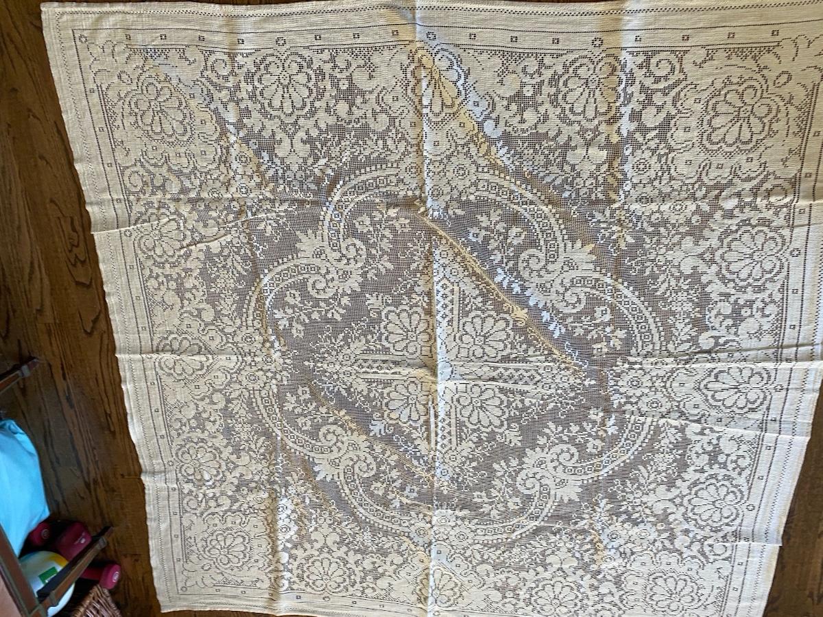 Impressive antique lace table cloth from the squire mansion san