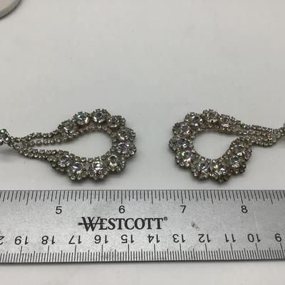 Large Vintage Fauceted Rhinestone Earrings